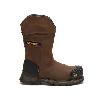 Caterpillar Excavator XL Pull On Waterproof Composite Kappe Wasserdichte Stiefel Herren Kaffee | CAT